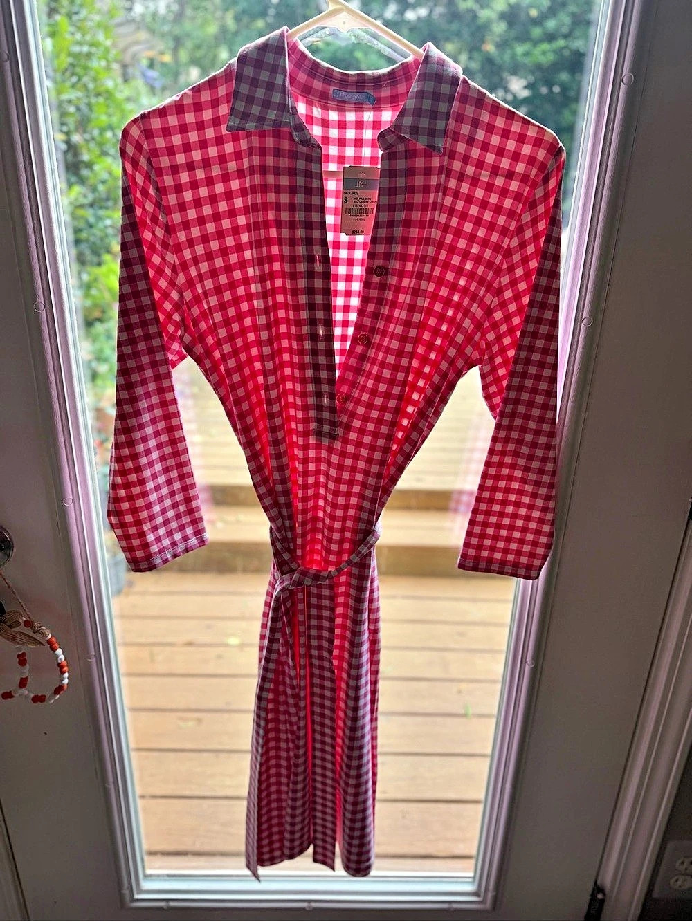 J. McLaughlin Calla Dress Gingham Pink & White Small NWT